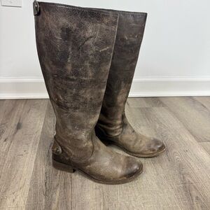 Frye Leather Riding Boots Size 6 Tall Distressed Riding Equestrian Brown Western